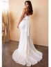 Cowl Neck Satin Tie Back Dreamy Wedding Dress